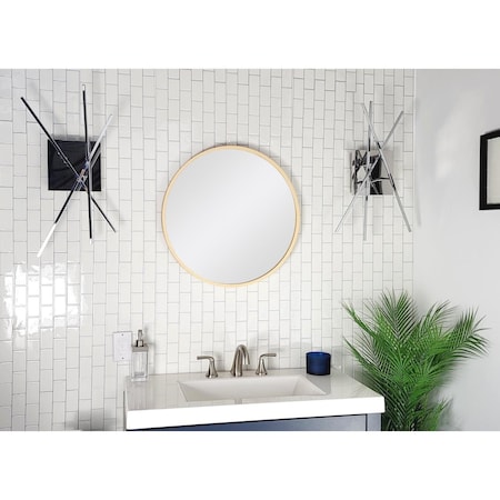 Decor Wonderland 24 x 24 in. Thompson Round Solid Wood Framed Wall Mirror, Natural Wood B201W